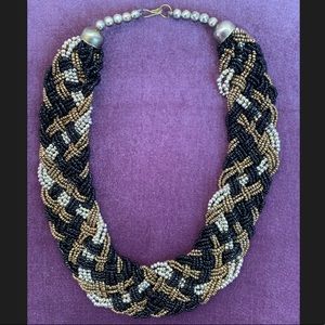 Handmade black and gold beaded necklace